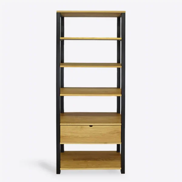Regał loft dębowy na książki do salonu COLIN