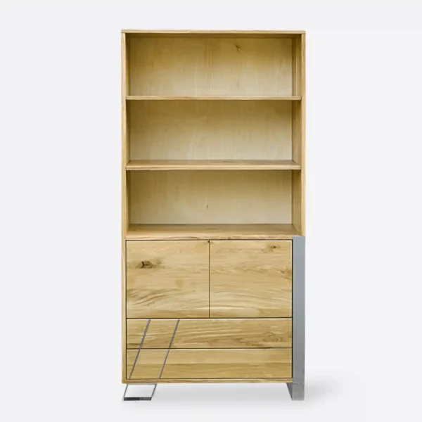 Regał na książki drewniany z szufladami do salonu sypialni BORA