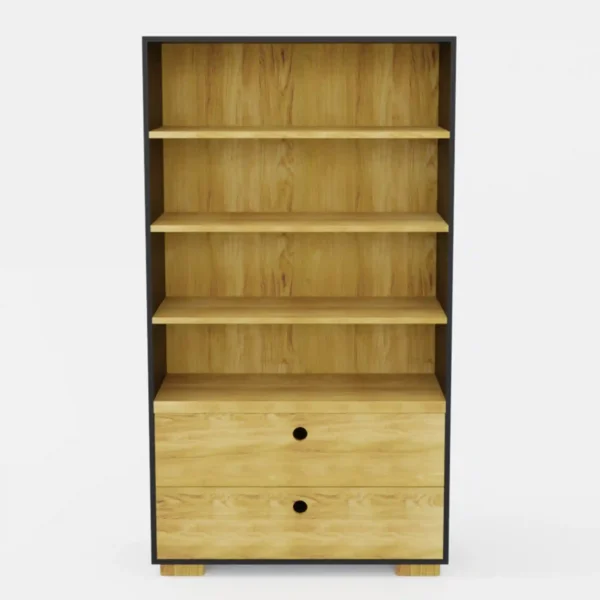 Duży regał na książki z szufladami i półkami do salonu CARLA