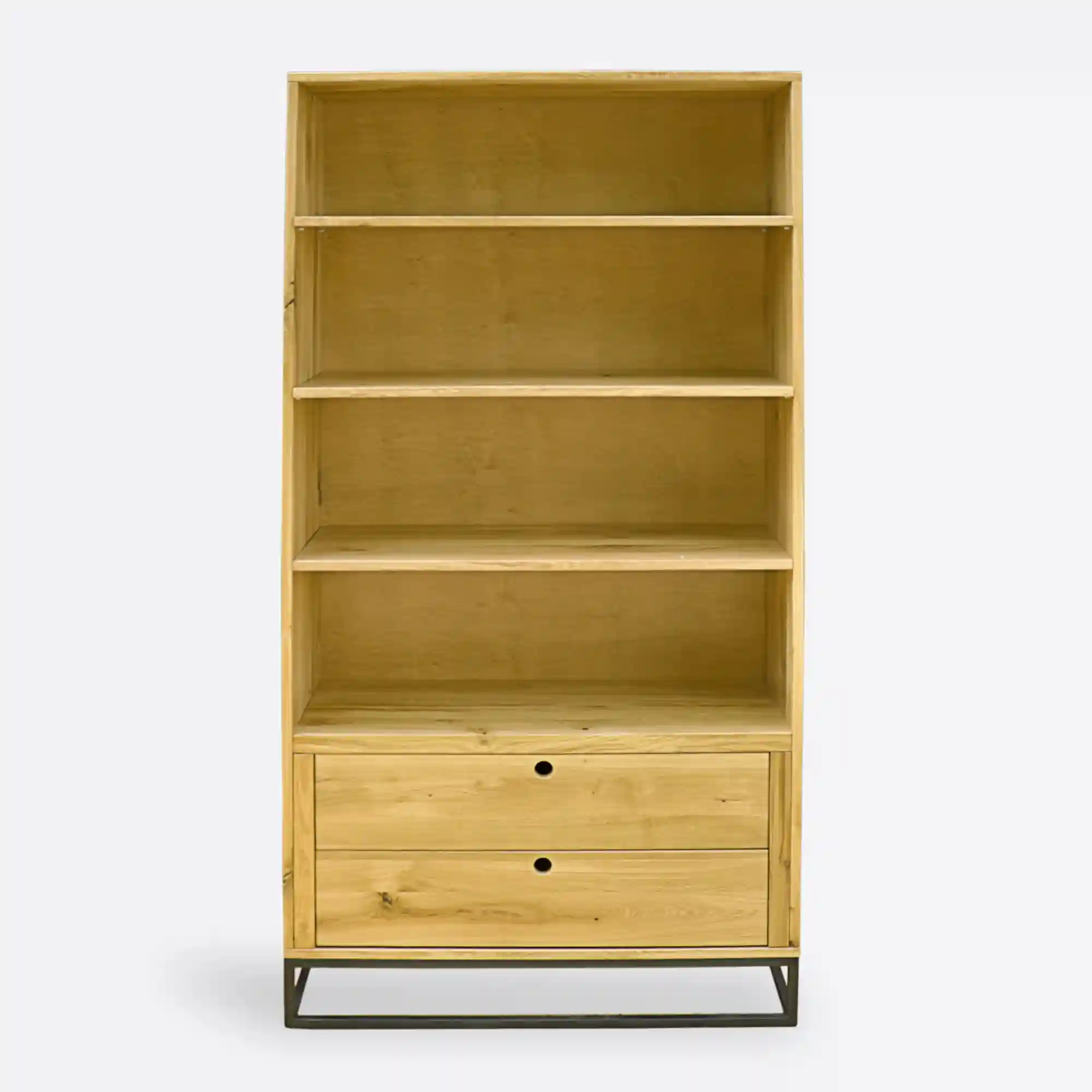 Regał dębowy na metalowych nogach do salonu MERIS Regał dębowy na metalowych nogach do salonu MERIS