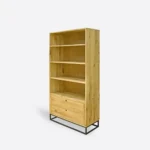 Regał dębowy na metalowych nogach do salonu MERIS