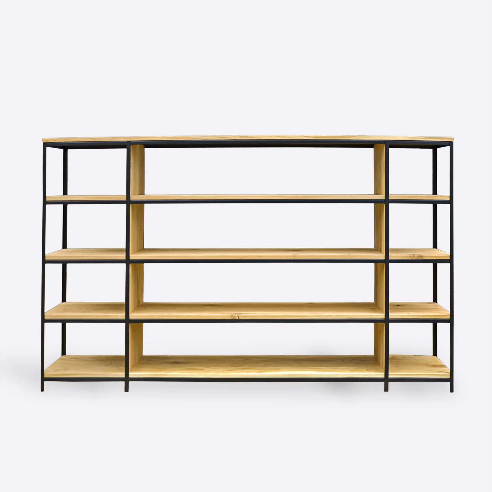 Regał loft dębowy w industrialnym stylu do salonu gabinetu HUGON