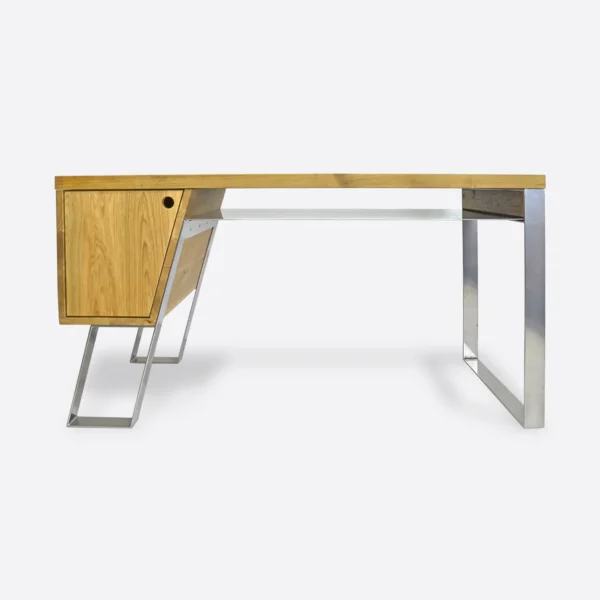 Biurko z dębowego drewna na nogach chrom do gabinetu biura BORA