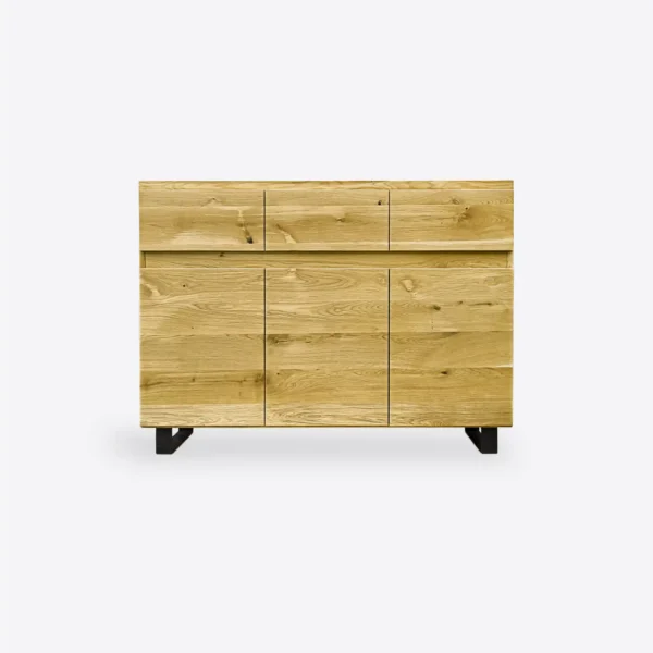 Solidna dębowa komoda z litego drewna i metalu do salonu DELIO