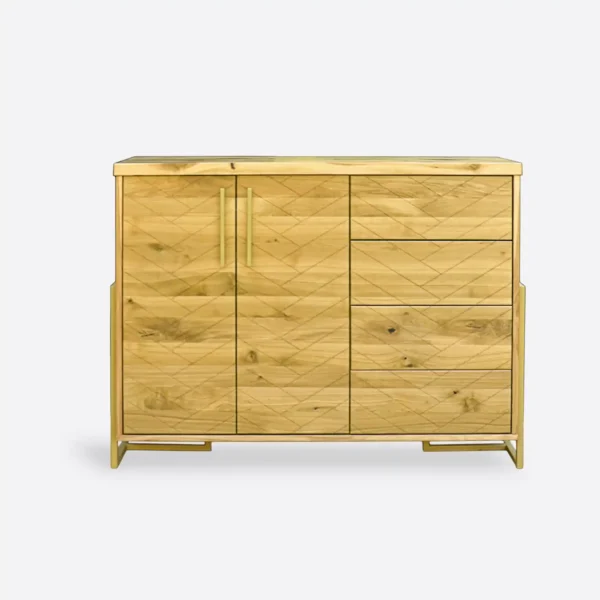 Komoda z dębowego drewna w jodełkę do salonu CARIN