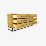 Industrialna komoda z szufladami z drewna dębowego do salonu MERIS