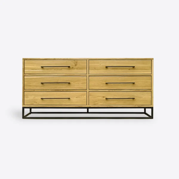 Industrialna komoda z szufladami z drewna dębowego do salonu MERIS