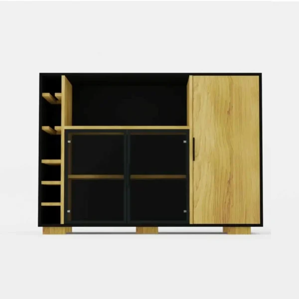 Designerski barek dębowy na alkohol do salonu CARLA