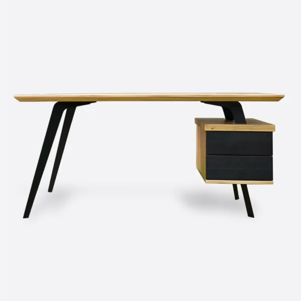 Nowoczesne biurko z drewna dębowego na metalowych nogach do biura i gabinetu VITA II