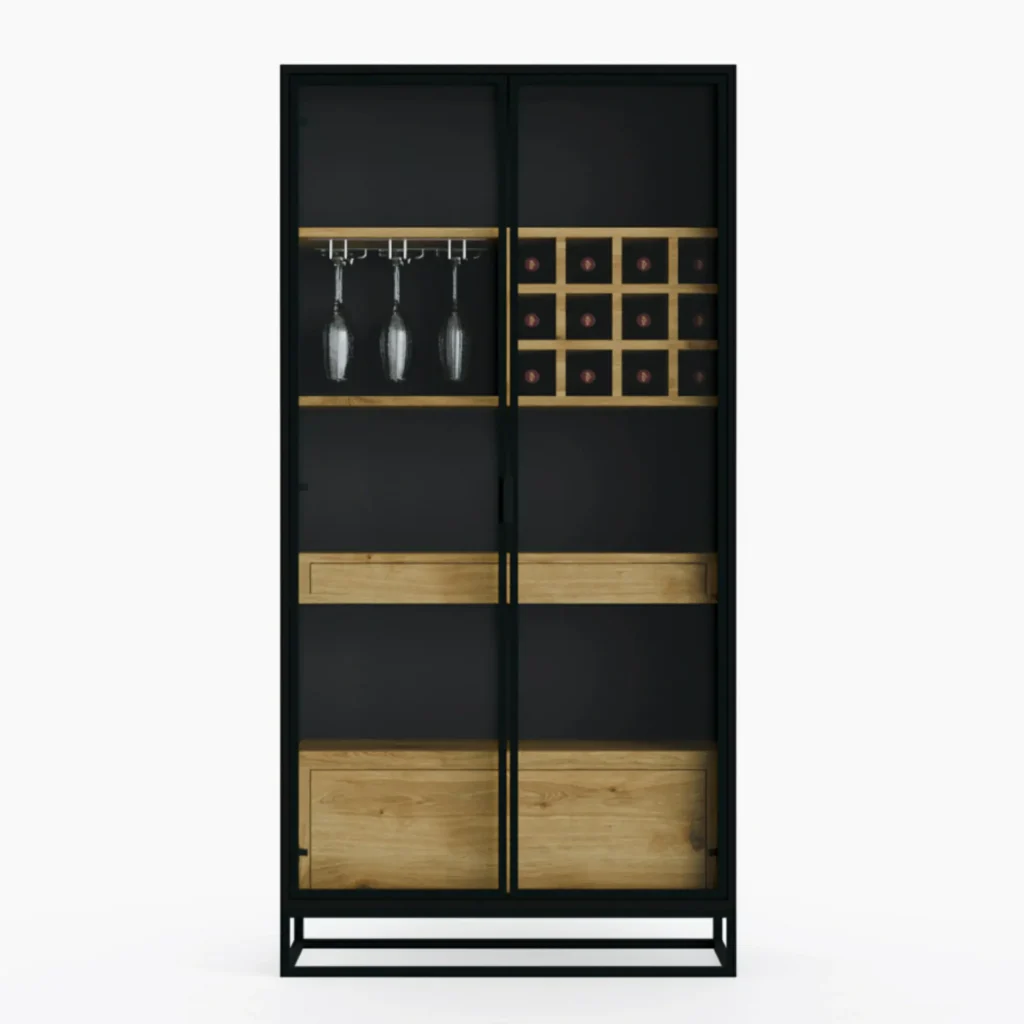 dębowa witryna NEMIR I z wysuwaną półką (2)